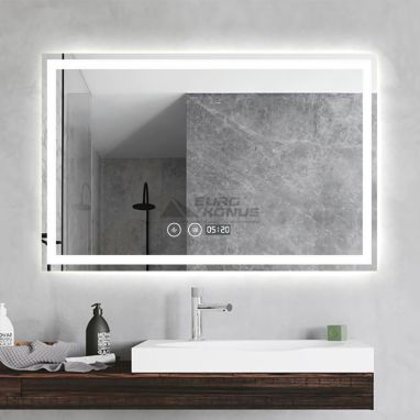 DUSEL Зеркало с подогревом, LED подсветкой Smart, часами, температурой и bluetooth DE-M1091 75x100 см
